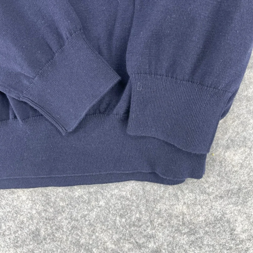 Polo Ralph Lauren V-Neck Sweater Men Large Blue Pima Cotton Pony Logo Preppy